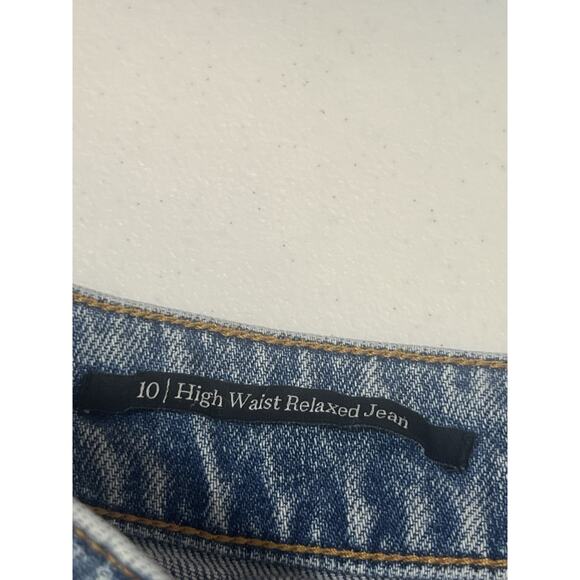 Talbots Women’s Distressed Size 10 High Wast Relaxed Fit Straight Leg Blue Jeans - Picture 7 of 10